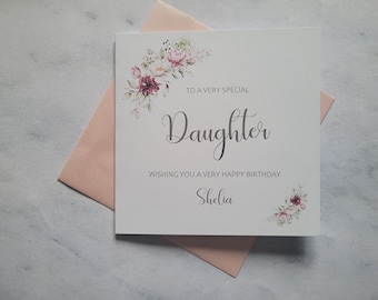 Personalised Foiled Daughter Birthday Card, Happy Birthday Card, Customised Birthday Card, Custom Greetings Card