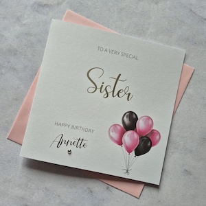 Personalised Foiled Sister Birthday Card, Happy Birthday Card, Customised Birthday Card, Custom Greetings Card