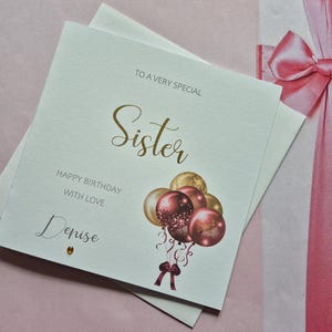 Personalised Foiled Sister Birthday Card, Happy Birthday Card, Customised Birthday Card, Custom Greetings Card
