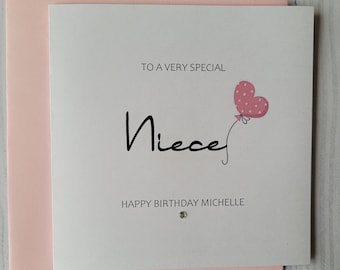 Personalized Niece Birthday Card: Diamante Embellishment