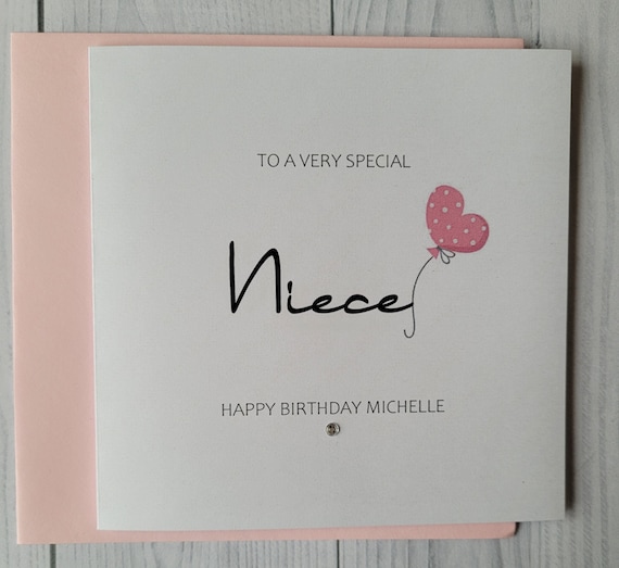 Personalized Niece Birthday Card: Diamante Embellishment