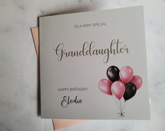 Personalised Foiled Granddaughter Birthday Card, Happy Birthday Card, Customised Birthday Card, Custom Greetings Card