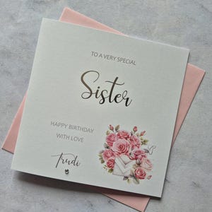 Personalised Foiled Sister Birthday Card, Happy Birthday Card, Customised Birthday Card, Custom Greetings Card