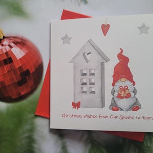 Cheeky Gnome Christmas Card: &#39;From Our Gnome to Yours&#39;
