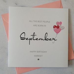 Personalized September Birthday Card: Diamante Embellishment image 1