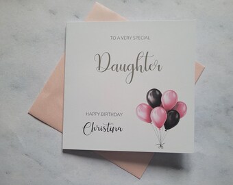 Personalised Foiled Daughter Birthday Card, Happy Birthday Card, Customised Birthday Card, Custom Greetings Card