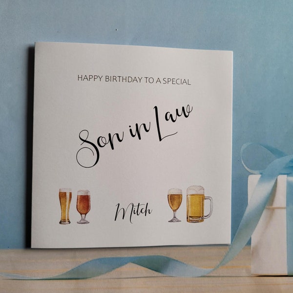 Personalised Son in Law Birthday Card, Happy Birthday Card, Customised Birthday Card, Custom Greetings Card