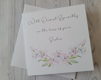 Sister Sympathy card, Loss of Sister, Sorry for your loss, In Deepest Sympathy, Condolences