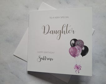 Personalised Foiled Daughter Birthday Card, Happy Birthday Card, Customised Birthday Card, Custom Greetings Card
