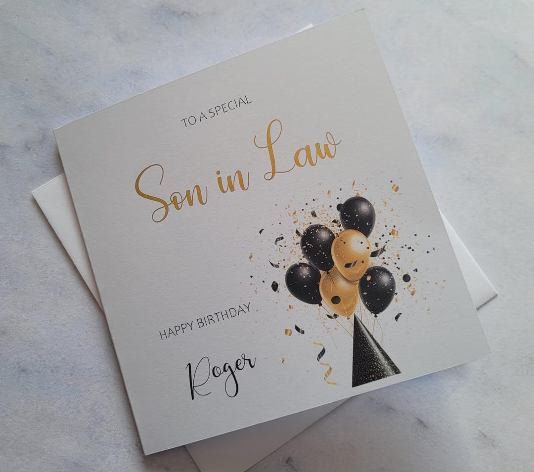 Personalised Son in Law Birthday Card, Happy Birthday Card, Customised ...