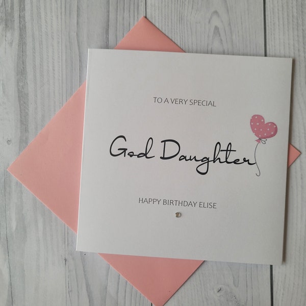 Personalised God Daughter Birthday Card, Happy Birthday Card, Customised Birthday Card, Custom Greetings Card