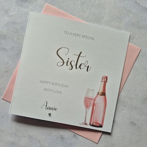Personalised Foiled Sister Birthday Card, Happy Birthday Card, Customised Birthday Card, Custom Greetings Card
