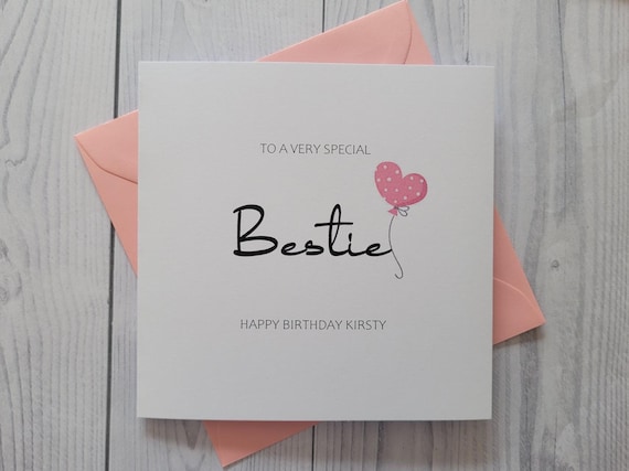 Personalized Bestie Birthday Card: Diamante Embellishment