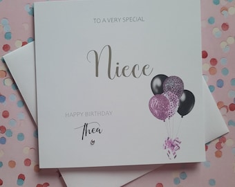 Personalised Foiled Niece Birthday Card, Happy Birthday Card, Customised Birthday Card, Custom Greetings Card