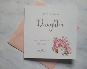 Personalised Foiled Daughter Birthday Card, Happy Birthday Card, Customised Birthday Card, Custom Greetings Card