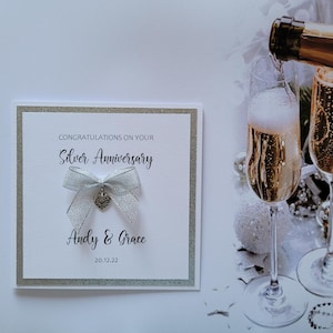 Silver Anniversary card, 25th Anniversary, Personalised card, Customised Card, Custom Greetings Card