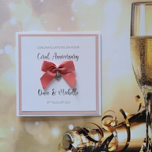 Coral Anniversary card, 35th Anniversary, Personalised card, Customised Card, Custom Greetings Card