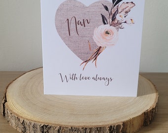 Floral Heart Birthday Card for Nan: Custom Greeting