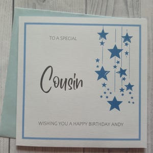 Cousin Birthday card, Male Cousin, Personalised Birthday card