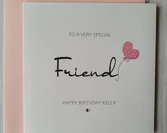 Personalized Friend Birthday Card: Diamante Embellishment
