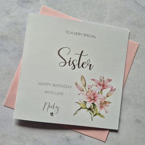 Personalised Foiled Sister Birthday Card, Happy Birthday Card, Customised Birthday Card, Custom Greetings Card