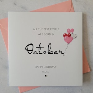 Personalised October Birthday Card,  any name, Happy Birthday Card, Customised Birthday Card, Custom Greetings Card