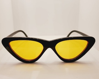 Cateye Sunglasses: Black Frame, Light Lens