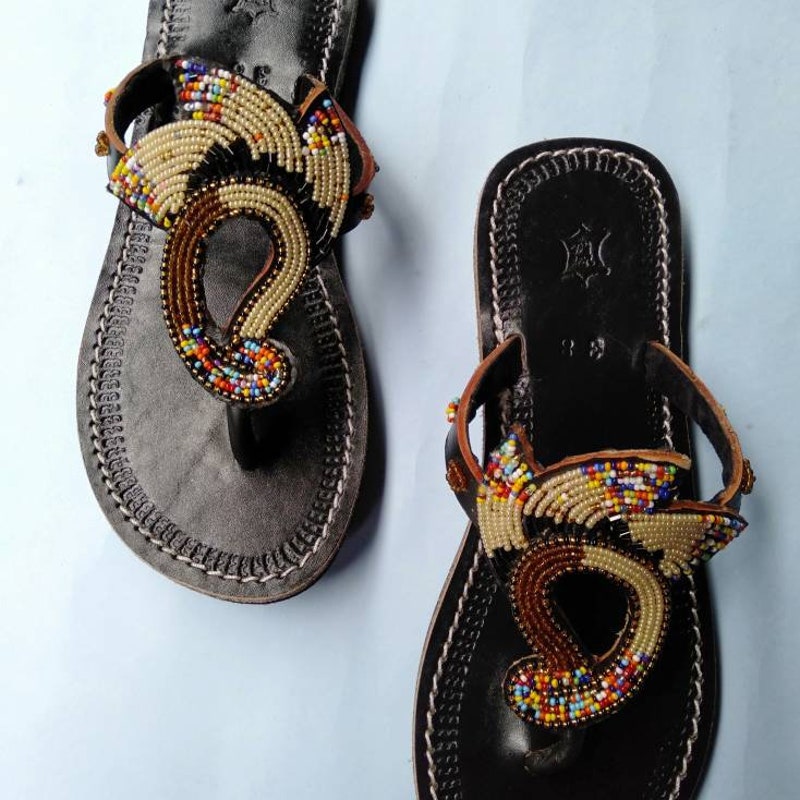 beaded flip flops women's