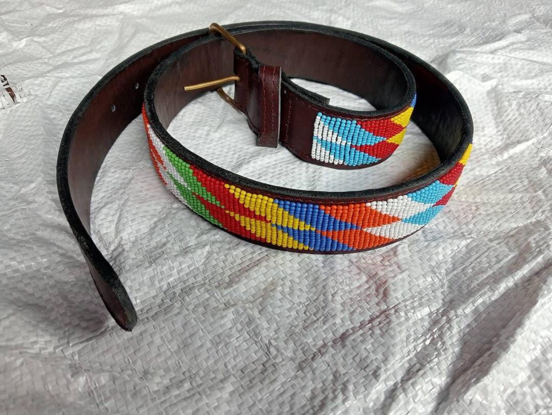 Purple and black handmade high quality beaded leather masaai maasai Masai belt with free shipping world wide