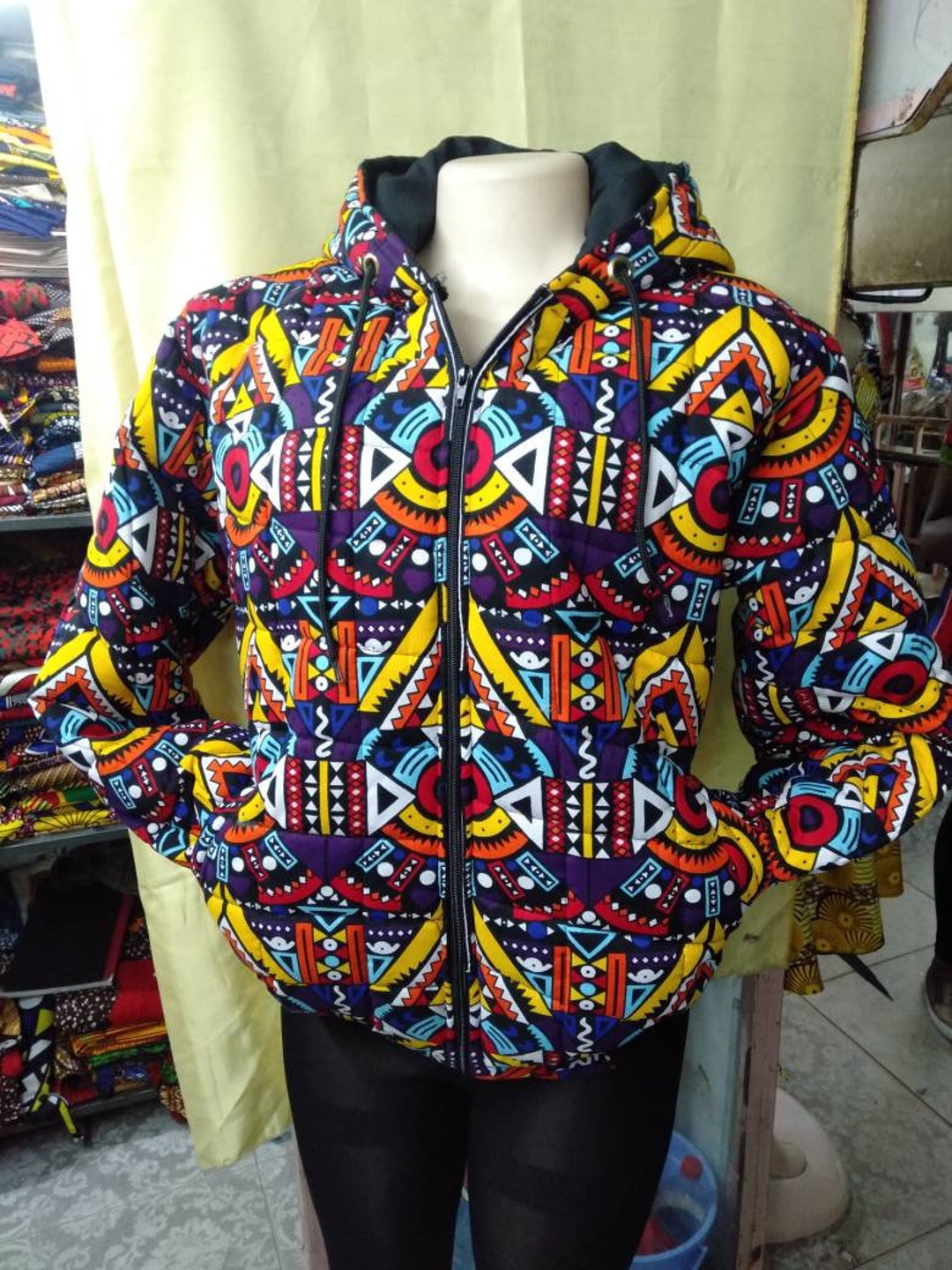 Sweat à Capuche Unisexe Imprimé Africain Motherland - Taille L/XL - Neuf Avec étiquettes