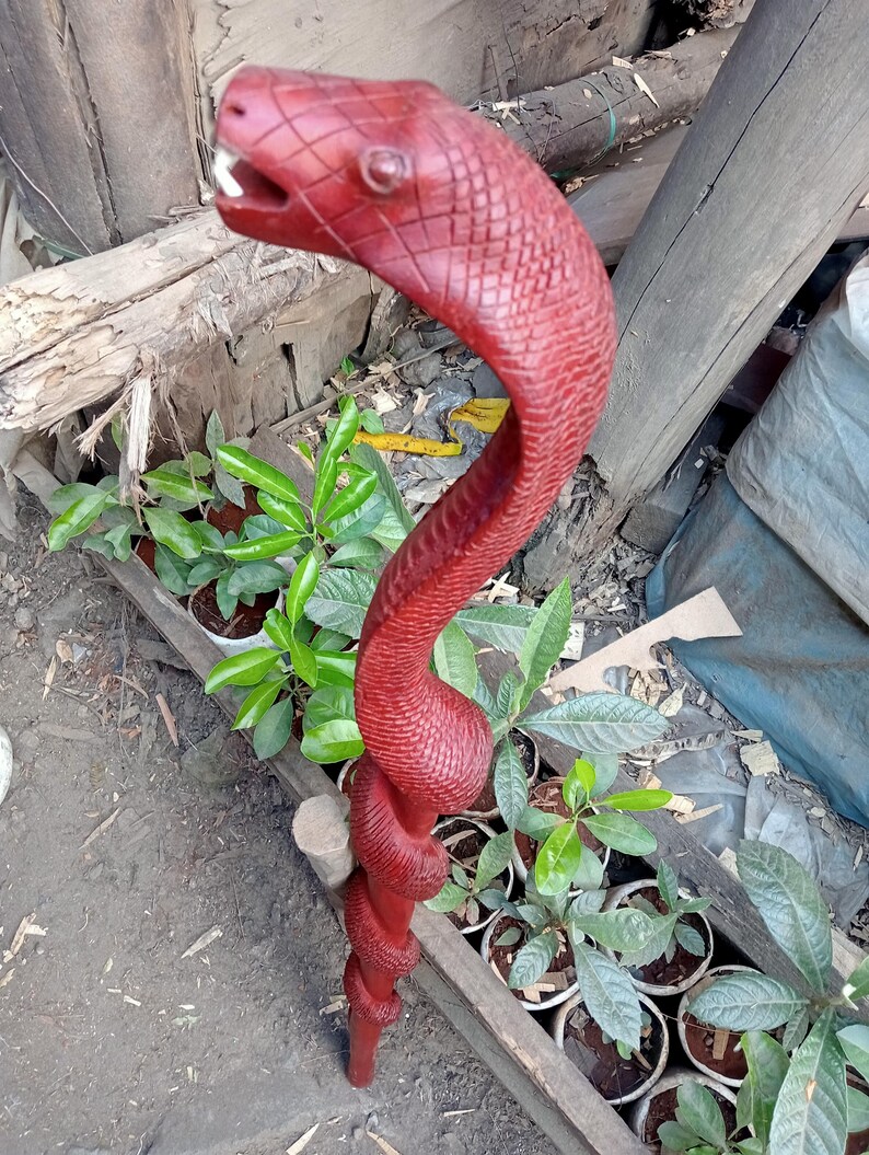 African Cobra Original Hiking Walking Stick Cane Handmade Kenya Africa