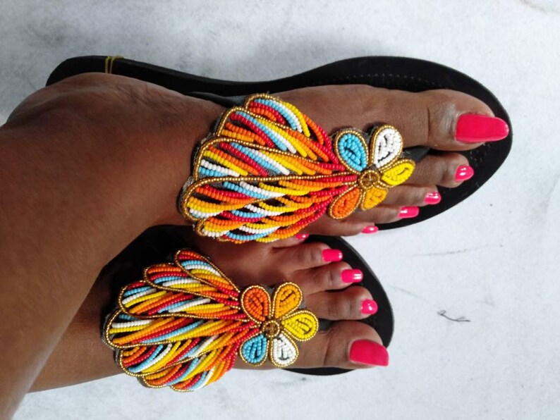 Beautiful African Beaded Sandals Women Sandals Kenya Etsy