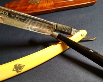 Vintage Puma 1938 5/8 hohl Yellow Handle Straight Razor