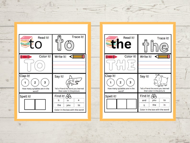 Sight Word Packet 10 Words - Etsy