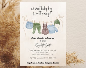 Baby Boy Baby Shower Invitation -- Digital Download