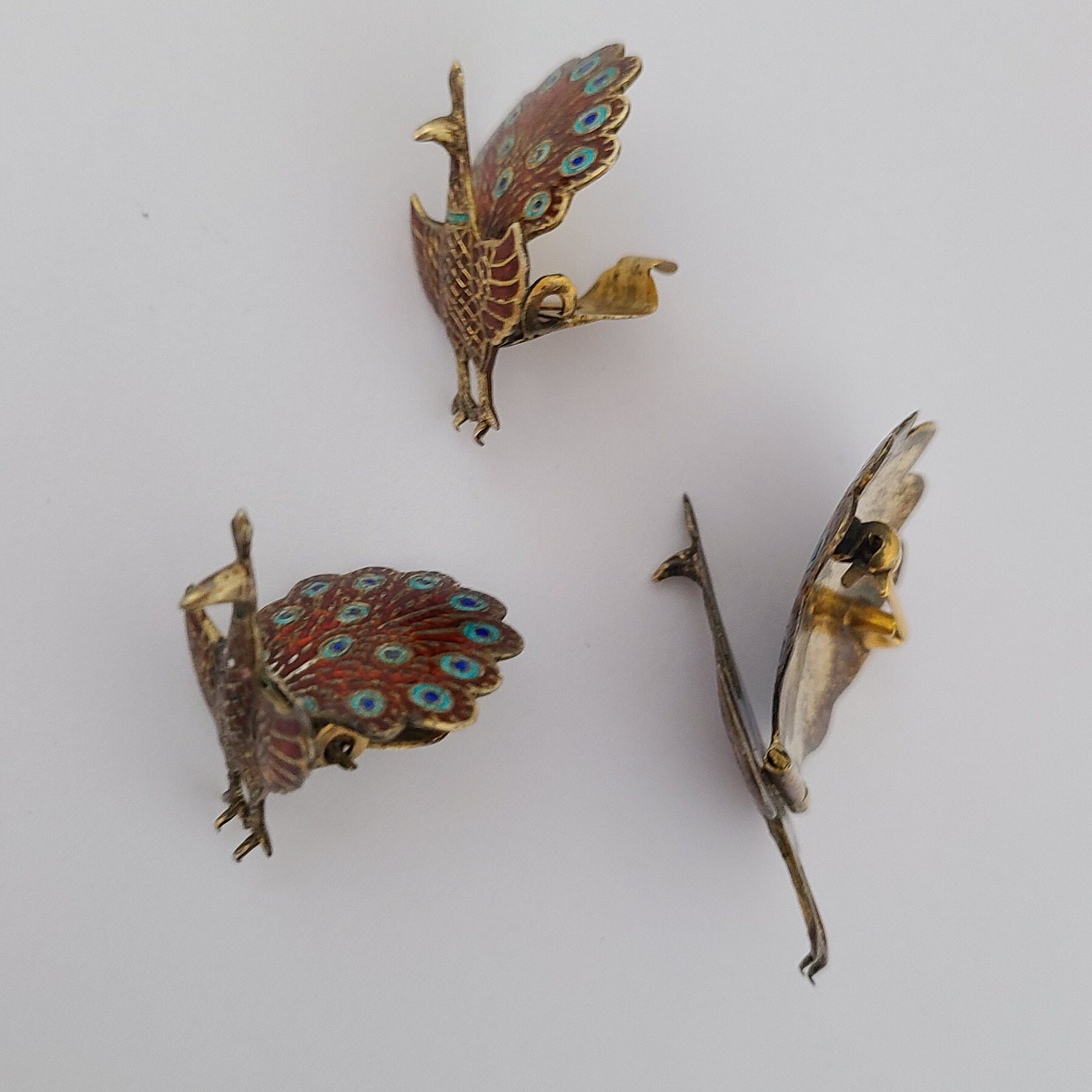 Vintage SET Signed Siam Sterling Brooch and Clipon Earrings