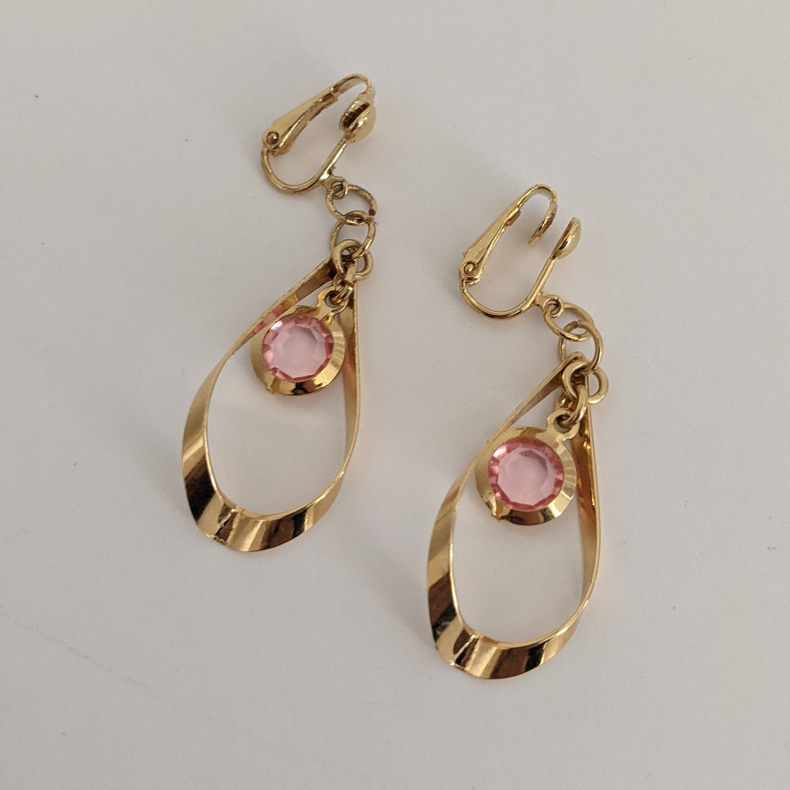 Bello London Orecchini A Clip Ryo P – Placcato Oro Con Agata Rosa E Perle Di Vetro – Per Orecchie Non Forate – Lunghezza 10 Cm, Larghezza 1,5 Cm - 4