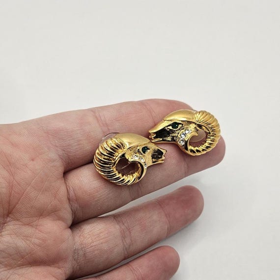 Vintage KJL Stud Earrings: Articulated Goat Head … - image 6
