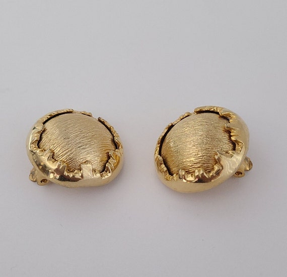Vintage Clip-on Earrings Button Design with Textu… - image 2