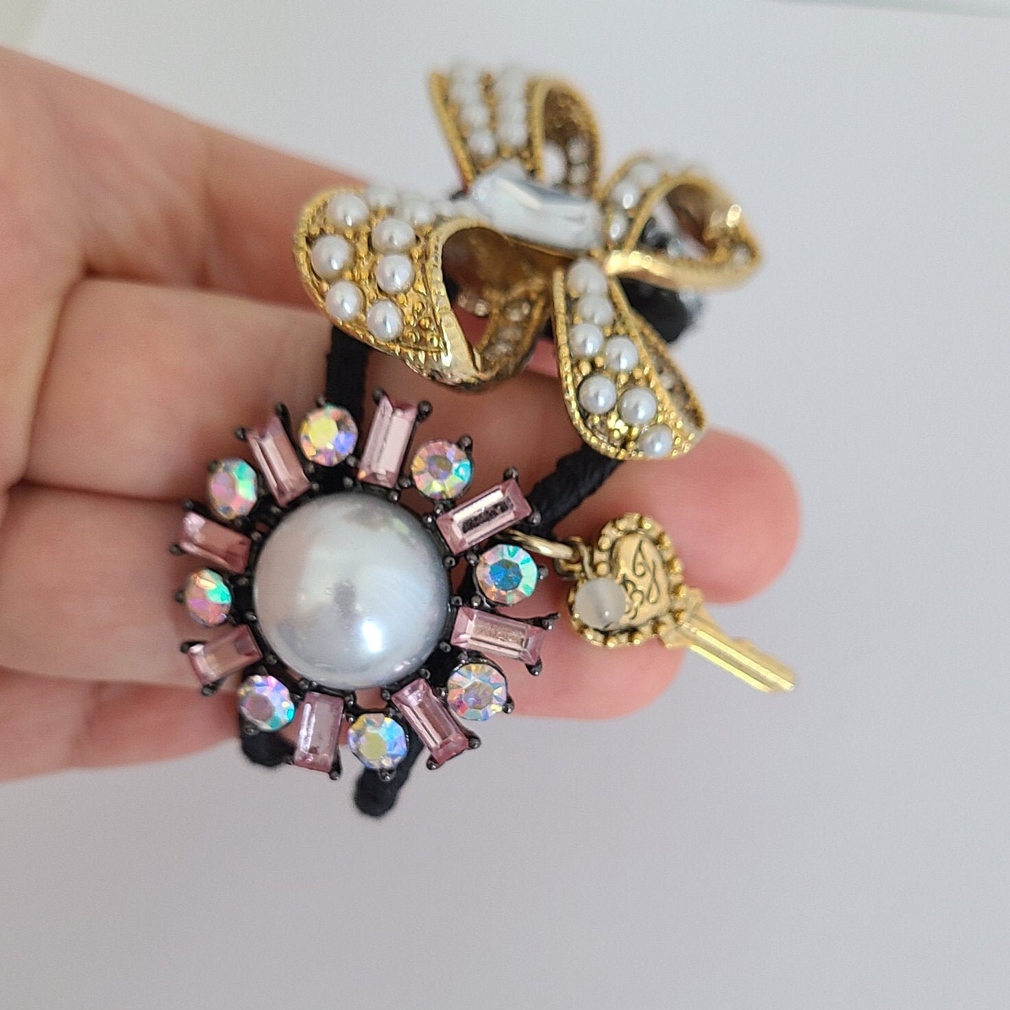 Betsey Johnson Cuff Bracelet Intricate Bow With Crystals and