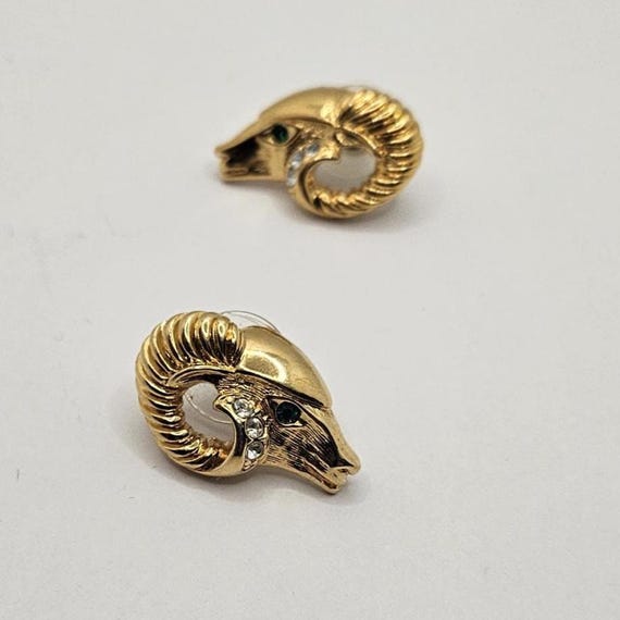 Vintage KJL Stud Earrings: Articulated Goat Head … - image 2