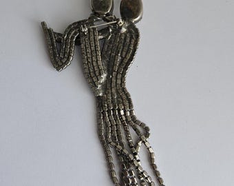 Vintage Butler & Wilson Dancing Couple Brooch: Art Deco Flapper