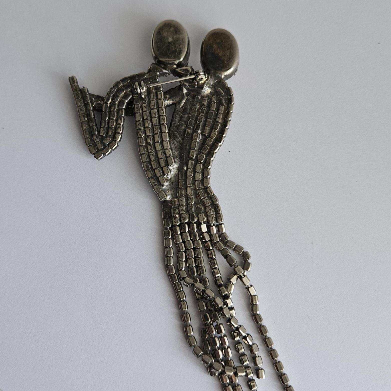 Vintage Butler & Wilson Dancing Couple Brooch: Art Deco Flapper