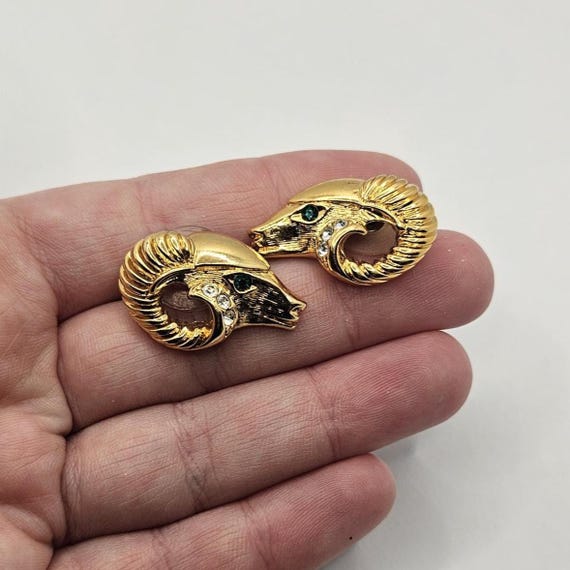 Vintage KJL Stud Earrings: Articulated Goat Head … - image 4
