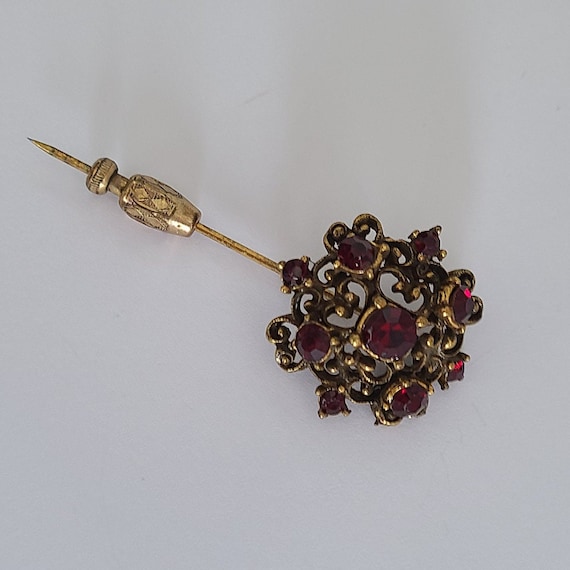 Vintage Pin Antique-Style Imitation Ruby Articula… - image 1