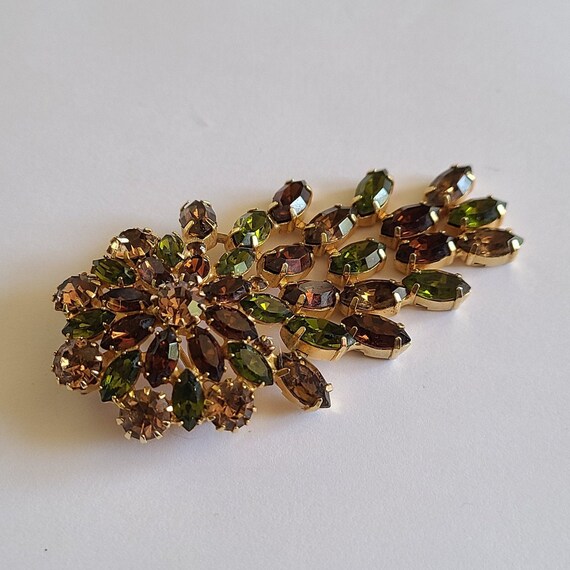 Vintage HOBE Brooch Pendant Green and Brown Color… - image 3