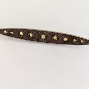 Vintage PIERRE BEX Style Brooch Art Deco Enamel Rhinestone