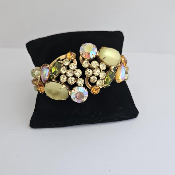 Vintage Maximalist Y2K Glam Statement Multicolor Pavé Crystal Clamper Bracelet Maximalist Bracelet Gold - Etsy main image 4