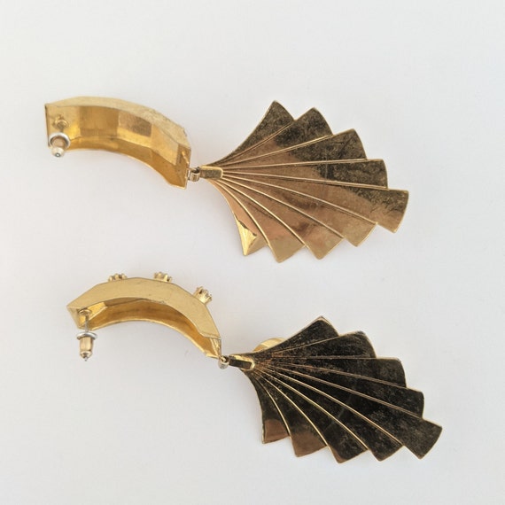 Vintage Drop Earrings Art Deco Style Futuristic G… - image 4
