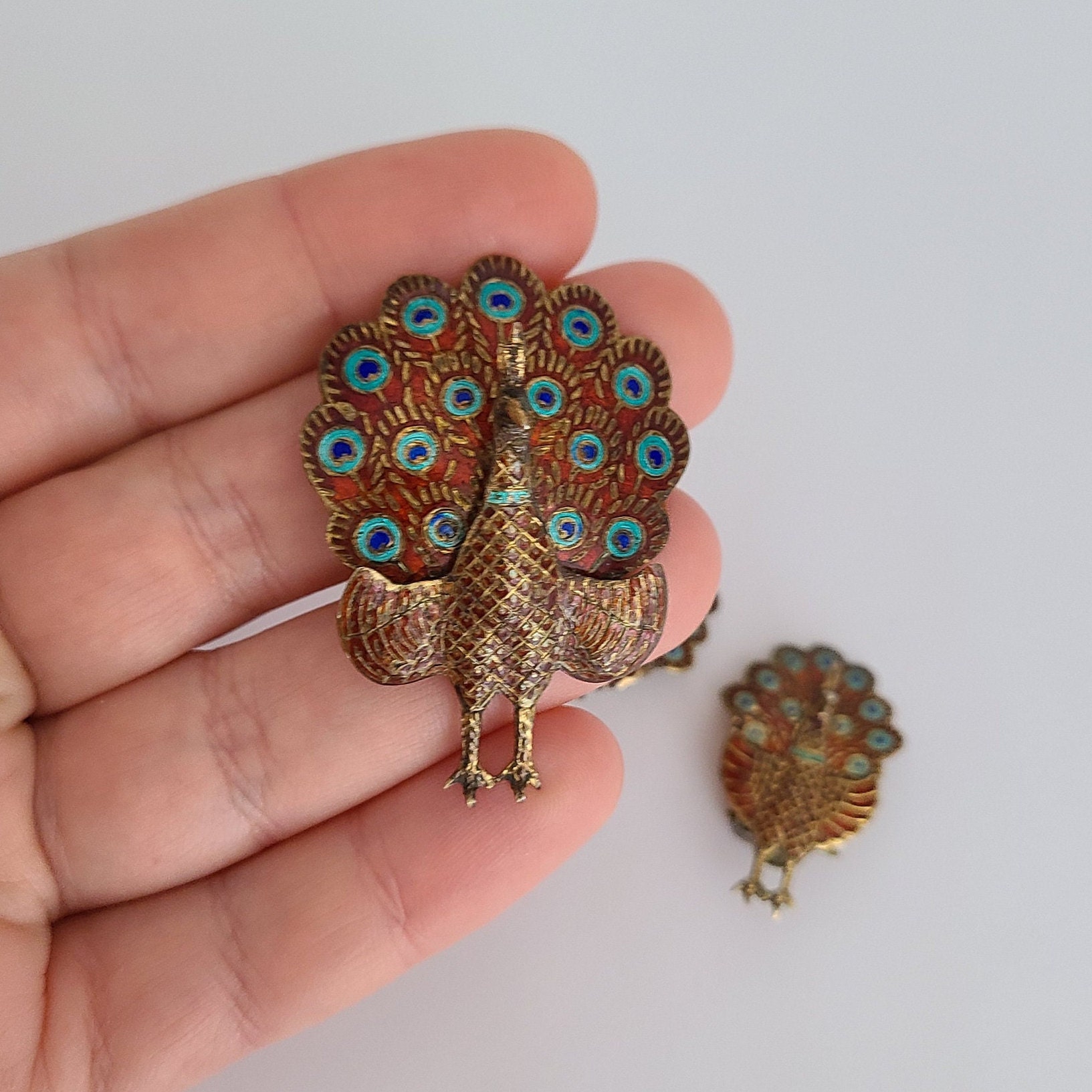 Vintage SET Signed Siam Sterling Brooch and Clipon Earrings